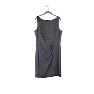Calvin Klein Boat Neck Sleeveless Dress Gathered Side Gray Business Size 14